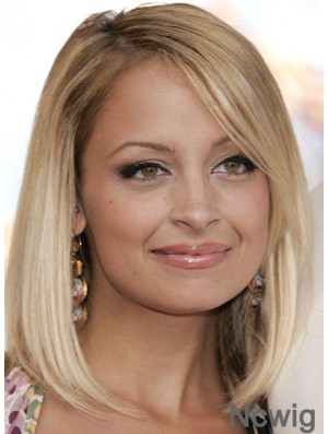 Gorgeous Blonde Shoulder Length Straight 12 inch Bobs Nicole Richie Lace Wigs