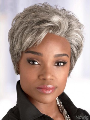 Synthetic Short Straight Capless Elderly Lady Wigs