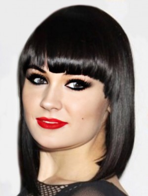 Capless Synthetic Yaki Bobs Black Shoulder Jessie J Wigs