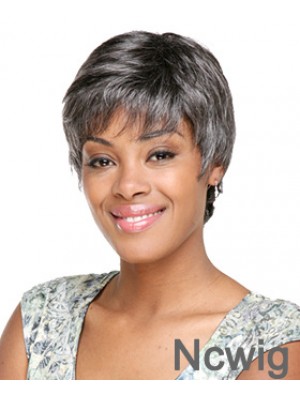 Synthetic Modern Short Wavy Grey Wigs