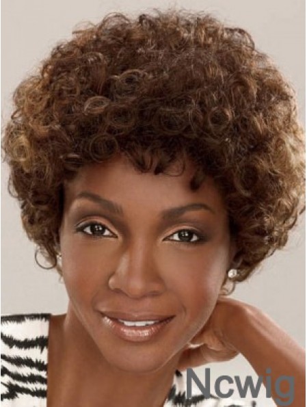 Capless Short Brown Layered Brown Synthetic Afro Kinky Hairstyles