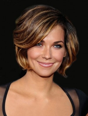 Great Brown Chin Length Wavy 8 inch Layered Halle Berry Lace Wigs