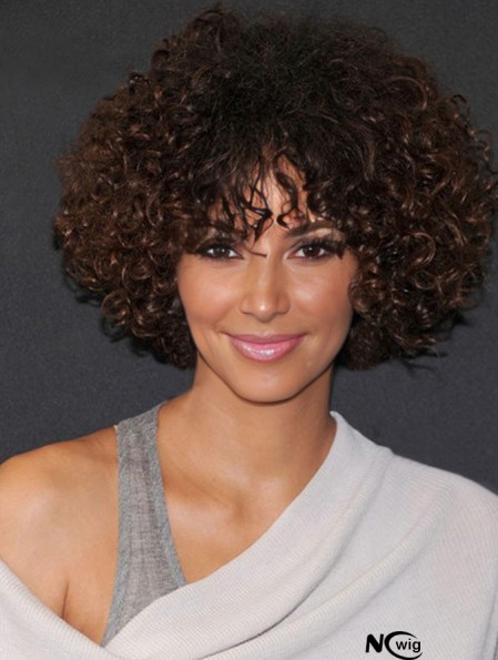 Halle Berry Wigs With Bangs Kinky Style Chin Length