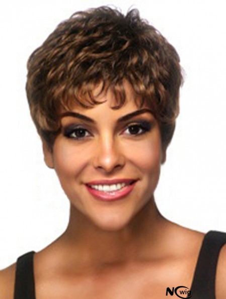 Boycuts Short Brown Wavy Good Petite Wigs