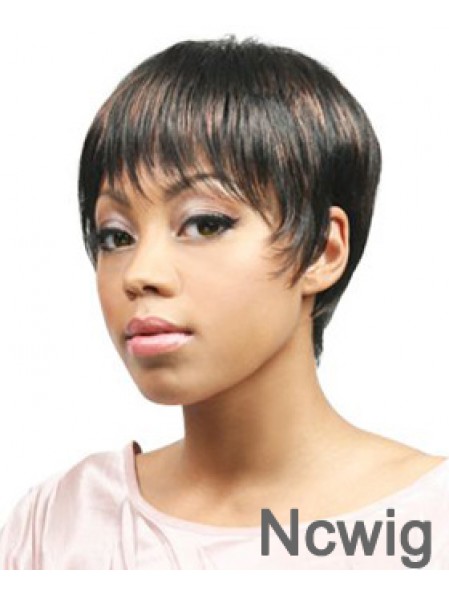 African Hair Wigs Boycuts Cropped Length Straight Style With Capless