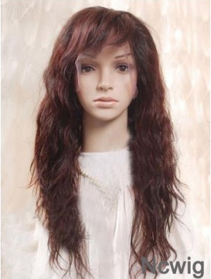 Auburn 100% Hand Tied Layered Wavy Remy Human Long Mono Wigs