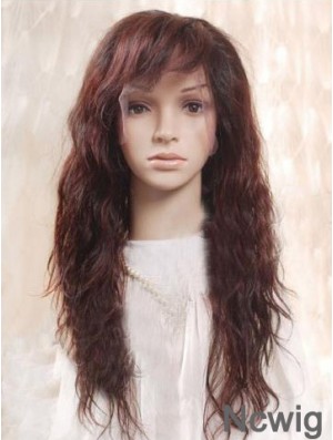 Auburn 100% Hand Tied Layered Wavy Remy Human Long Mono Wigs