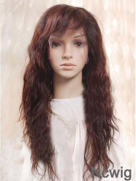 Auburn 100% Hand Tied Layered Wavy Remy Human Long Mono Wigs