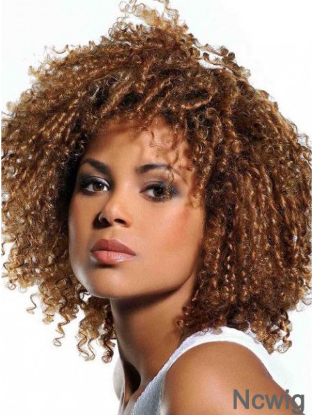 Wigs Human Hair African American Blonde Color With Bangs Kinky Style