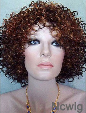 Kinky Layered Chin Length High Quality Auburn Synthetic Wigs