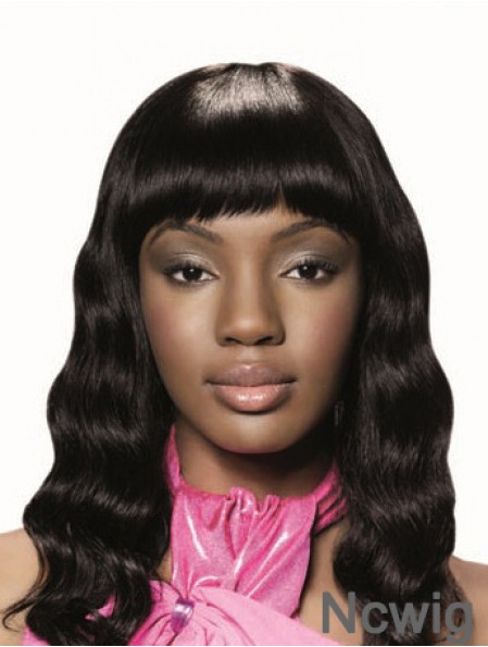 Long Black Wavy With Bangs New African American Wigs