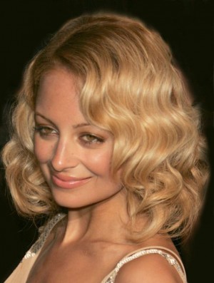 Popular Nicole Richie Wigs With Wavy Style Shoulder Style Blonde Color Lace Front Wigs 
