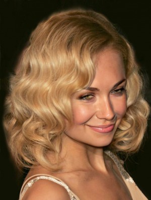 Popular Nicole Richie Wigs With Wavy Style Shoulder Style Blonde Color Lace Front Wigs 