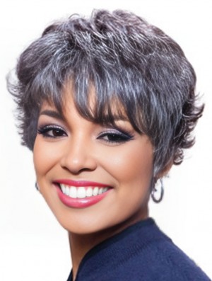 Synthetic Online Short Wavy Grey Wigs