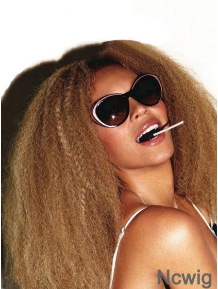 Blonde Long Kinky Without Bangs Lace Front 16 inch Beyonce Wigs