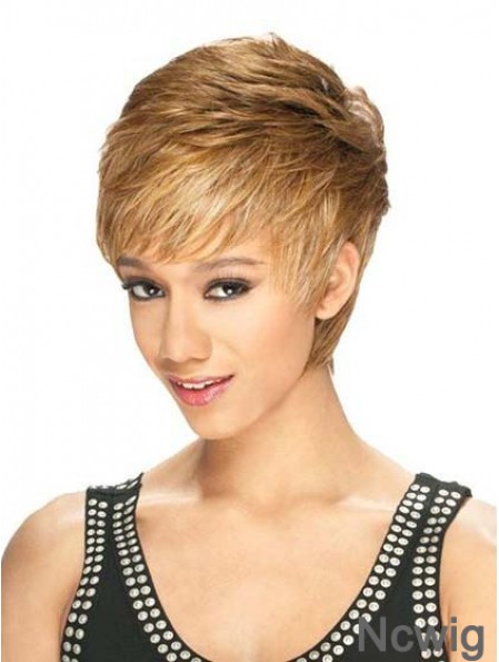 Designed Cropped Straight 8 inch Synthetic Glueless Lace Front Wigs