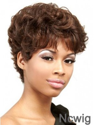 Cropped Auburn Curly Boycuts Convenient African American Wigs