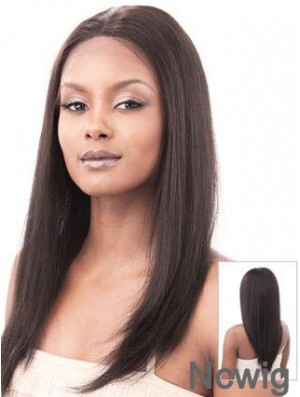 Auburn 16 inch Sleek Long Yaki Without Bangs Lace Wigs