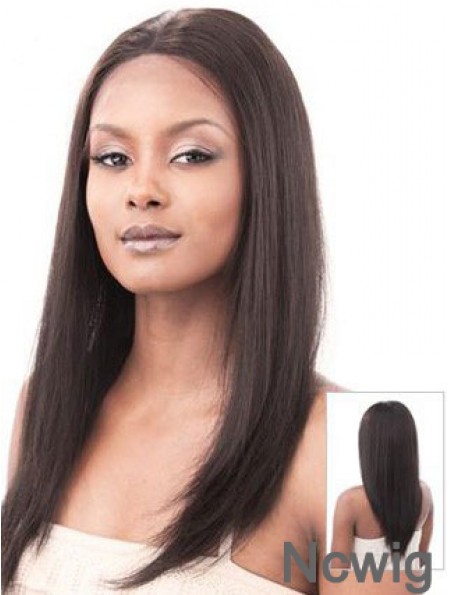 Auburn 16 inch Sleek Long Yaki Without Bangs Lace Wigs