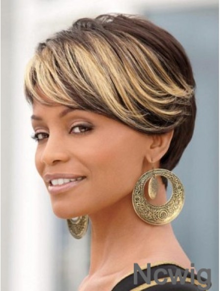 8 inch Synthetic Black Short Straight Wigs For African American Women