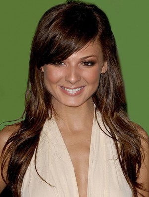 Style Brown Long Wavy 23 inch With Bangs Nicole Richie Lace Wigs