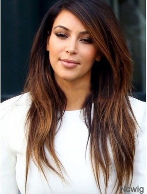 Full Lace Long Brown Layered Straight Black Woman Hair Girls