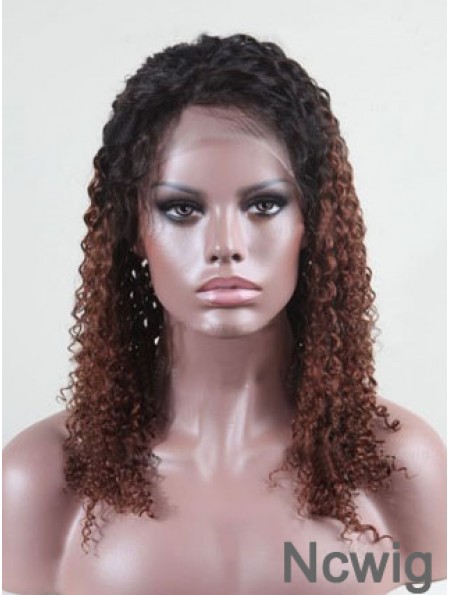 Shoulder Length Curly Without Bangs Full Lace 14 inch Comfortable Black Women Wigs