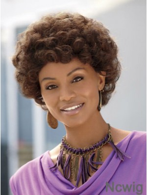 Short Brown Curly Without Bangs Discount African American Wigs