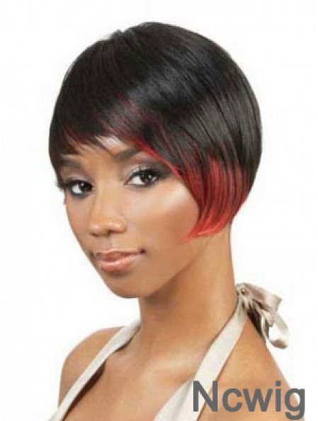 Short Black Straight Layered Fashionable African American Wigs