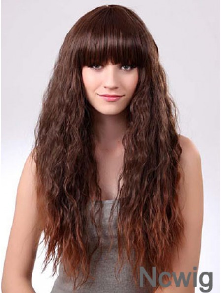 Long Ombre/2 Tone Curly With Bangs Suitable African American Wigs