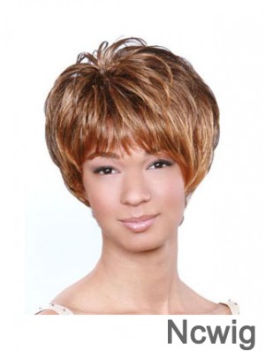 Short Brown Wavy Boycuts Popular African American Wigs