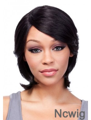 Chin Length Black Straight With Bangs Incredible African American Wigs