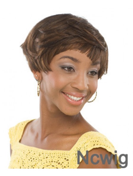 Short Brown Wavy Boycuts Incredible African American Wigs