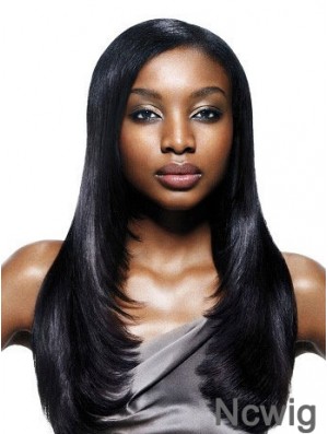 Long Black Yaki Without Bangs Best African American Wigs