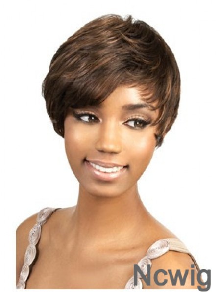 Short Brown Straight Layered Perfect African American Wigs