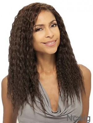 Long Brown Wavy Without Bangs Soft African American Wigs