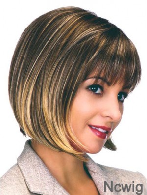 Capless Chin Length Straight Brown Flexibility Bob Wigs