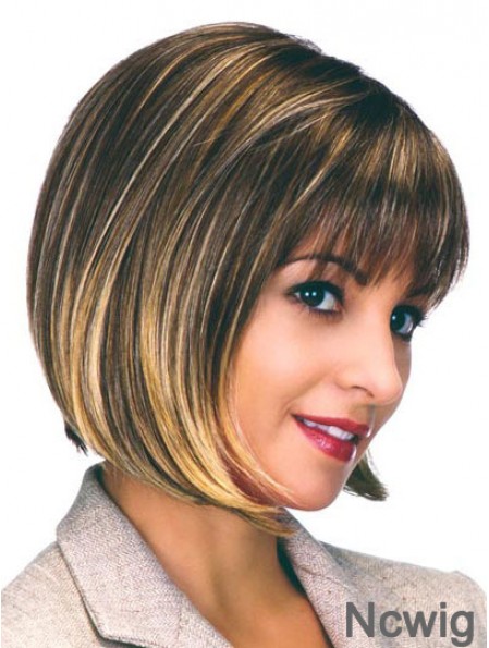 Capless Chin Length Straight Brown Flexibility Bob Wigs