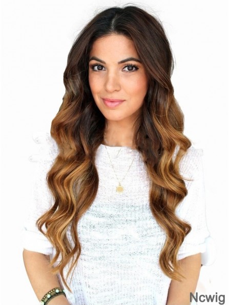 Long Ombre/2 Tone Wavy Without Bangs Beautiful African American Wigs