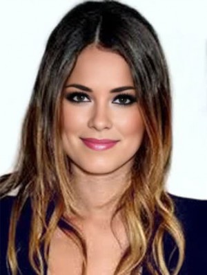 Incredible Ombre/2 Tone Long Wavy Without Bangs 16 inch Human Lace Wigs