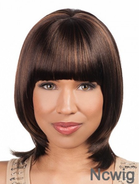 Sleek Chin Length Yaki 16 inch Synthetic Glueless Lace Front Wigs