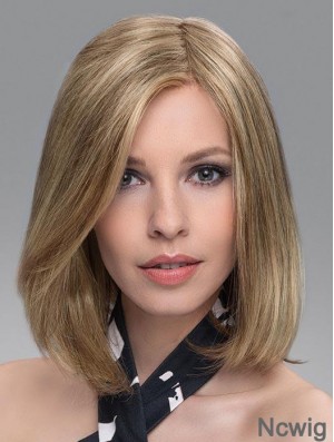 Blonde Soft Straight Shoulder Length Synthetic Bob Wigs