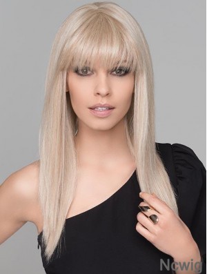 Synthetic No-fuss Long Blonde Straight Monofilament Wigs
