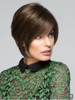 Brown Chin Length Straight With Bangs 10 inch Discount Medium Wigs