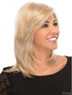 Blonde Synthetic Wigs Without Bangs 14inch Shoulder Length Straight Gorgeous Medium Wigs