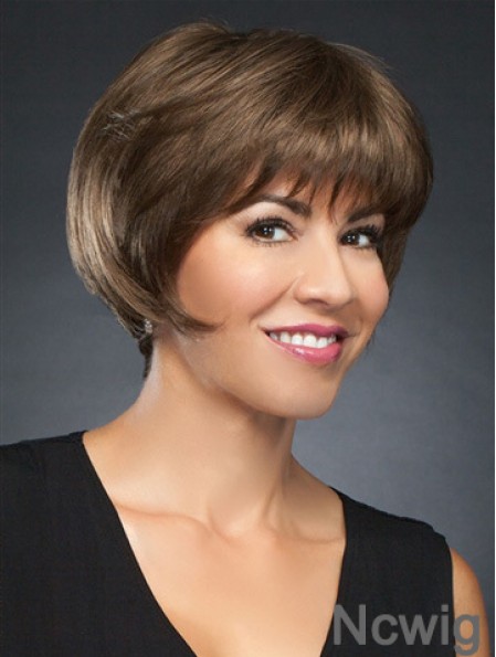 6 inch Cropped Incredible Brown Straight Bob Wigs