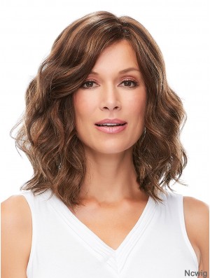 Monofilament Brown 14 inch Shoulder Length Layered Heat Safe Wigs