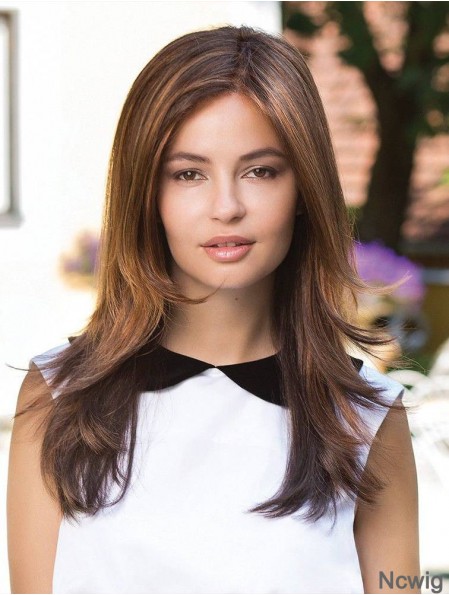 Long Straight Layered Brown Fabulous 100% Hand-tied Wigs