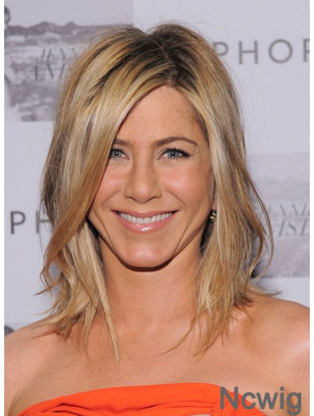 Blonde Jennifer Aniston Wigs With Shoulder Length Layered Cut Lace Front Wigs