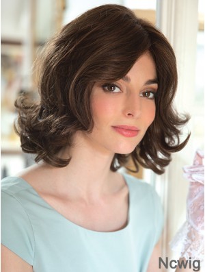 New 12 inch Brown Shoulder Length Layered Wavy Lace Wigs